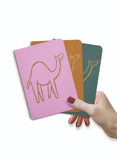 [Little Majlis] A6 Notebook Set Of 3 Camel Gold Mix